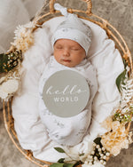 Load image into Gallery viewer, SILVER GUM SWADDLE &amp; BEANIE SET
